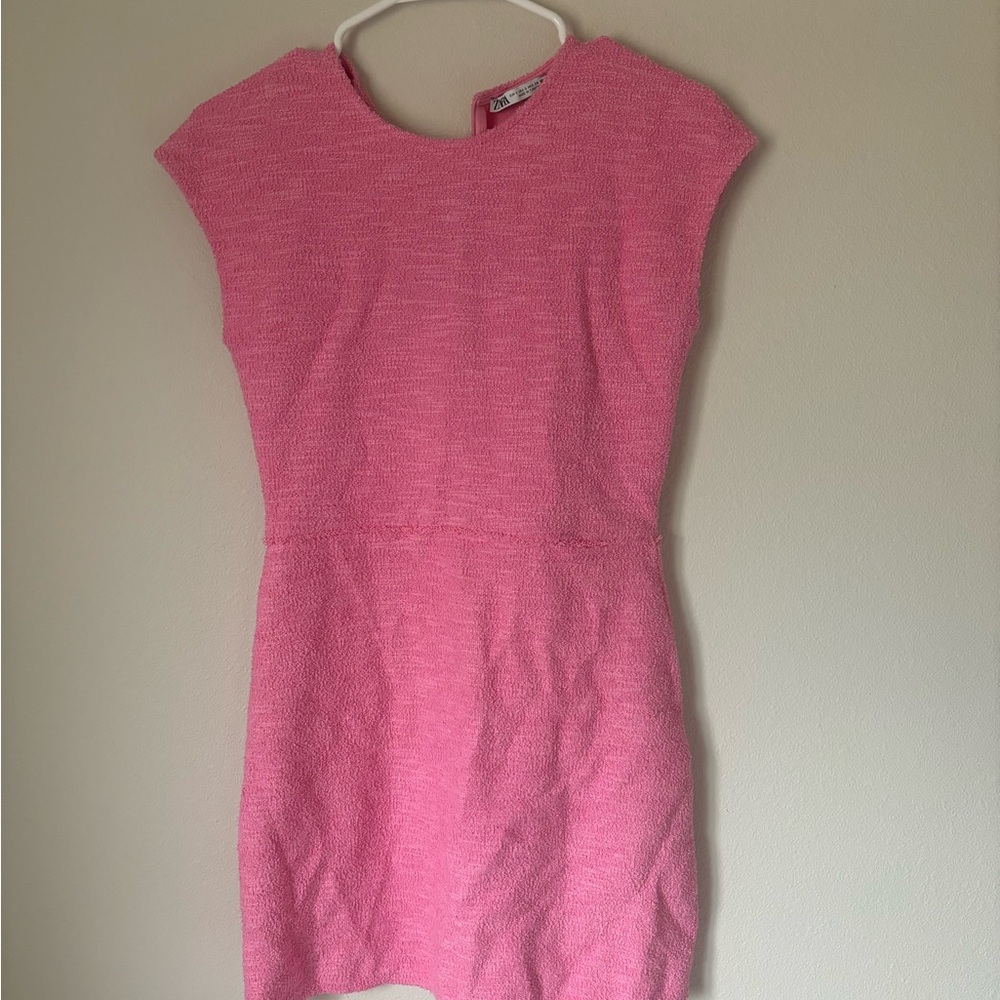 Never worn pink tweed Zara mini dress size small